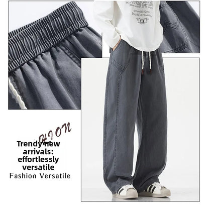 High Quality 100% Cotton Work Pants Men Casual Straight Trousers Y2K Man Plus Size Cargo Pants Fashion Solid Workout Pants