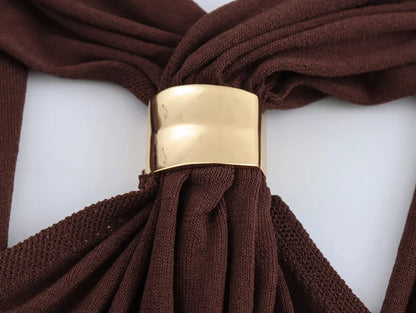 New Halter Tops Fashion Metal Decoration Crop Top Woman 2026 Sleeveless Hanging Collar Short Tops For Women Sexy Party Top