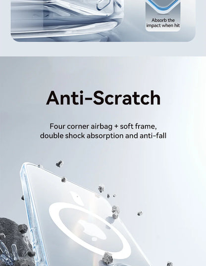 Magnetic Transparent Case For iPhone 15 14 13 Pro Max Case For Magsafe Wireless Charge Shockproof Cover Anti-fall