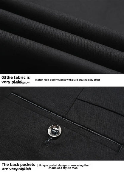 Men's Business Casual Pants Spring Summer Elastic Trousers Office Suit Pant Quick Dry Formal Stretch Pant Breathable Comfortable