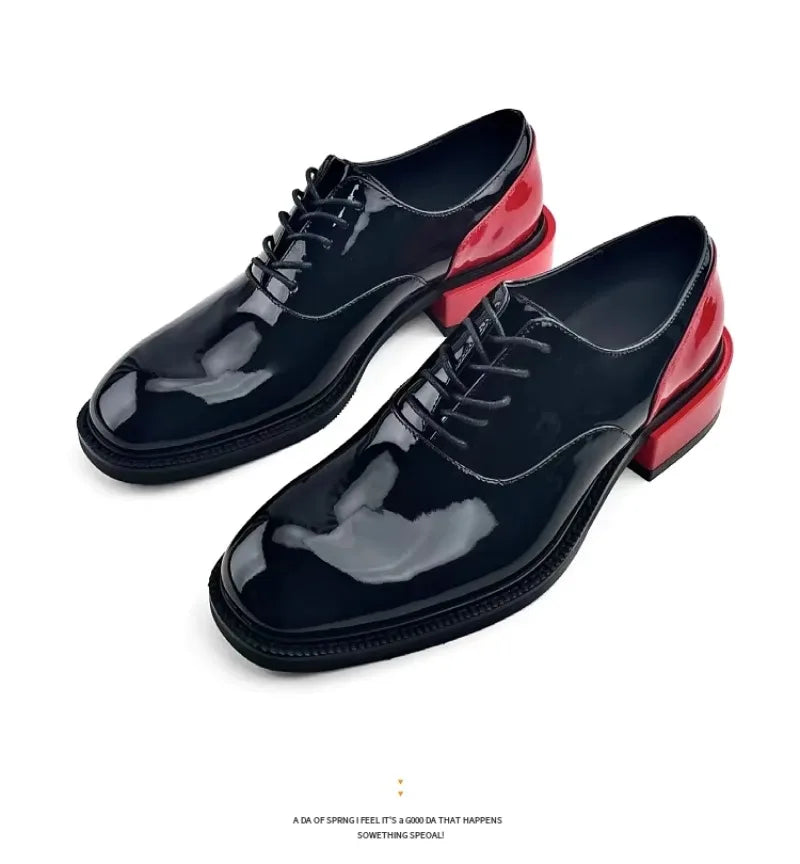 New Design Men Derby Shoes Genuine Leather Lace-up Casual Business Formal Shoes Cowhide Patchwork Fashion Party Wedding Shoes
