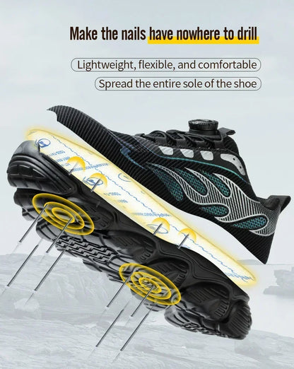 Rotating Button Tactical Boots Men Reflective Steel Toe Shoes Indestructible Work Sneakers Protective Safety Boots Size 47 48