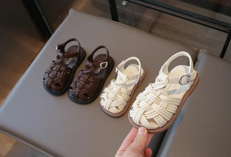 New Sandals Summer Children's Woven Casual Baby Shoes Girls Beach Shoes Slipper Size 22-31