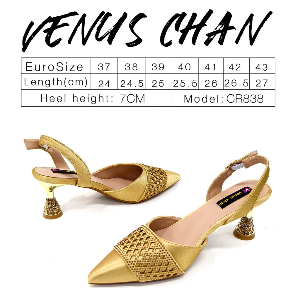 Fashion Brown Color Women's Party Shoes and Bag Set With Elegant Diamond Butterfly Design - Stylish and Chic