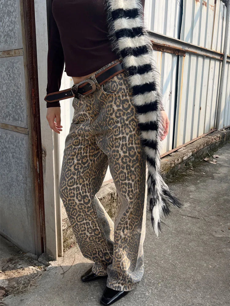 Women Hip Hop Streetwear Y2k Denim Trousers Grunge Aesthetic Wide Leg Jeans