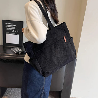 Fleece Canvas Bag Autumn and Winter New Versatile Large Capacity Tote Bag Student Single Shoulder Commuting Tote Bag