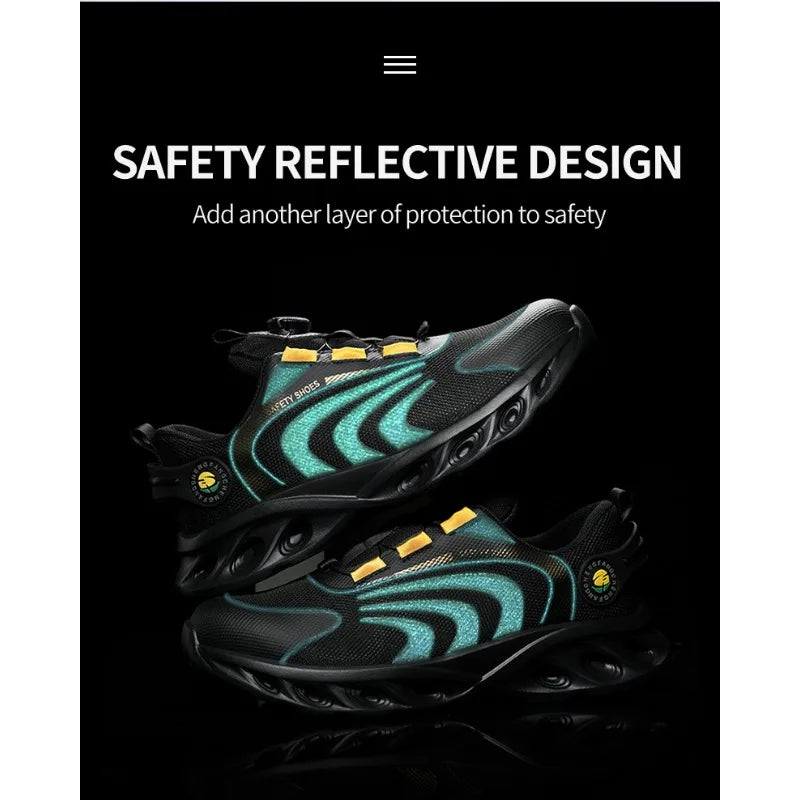 Button Labor Protection Shoes Lightweight Steel Toe Cap Anti Smashing and Anti Puncture Safety Shoes