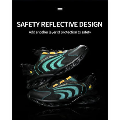 Button Labor Protection Shoes Lightweight Steel Toe Cap Anti Smashing and Anti Puncture Safety Shoes