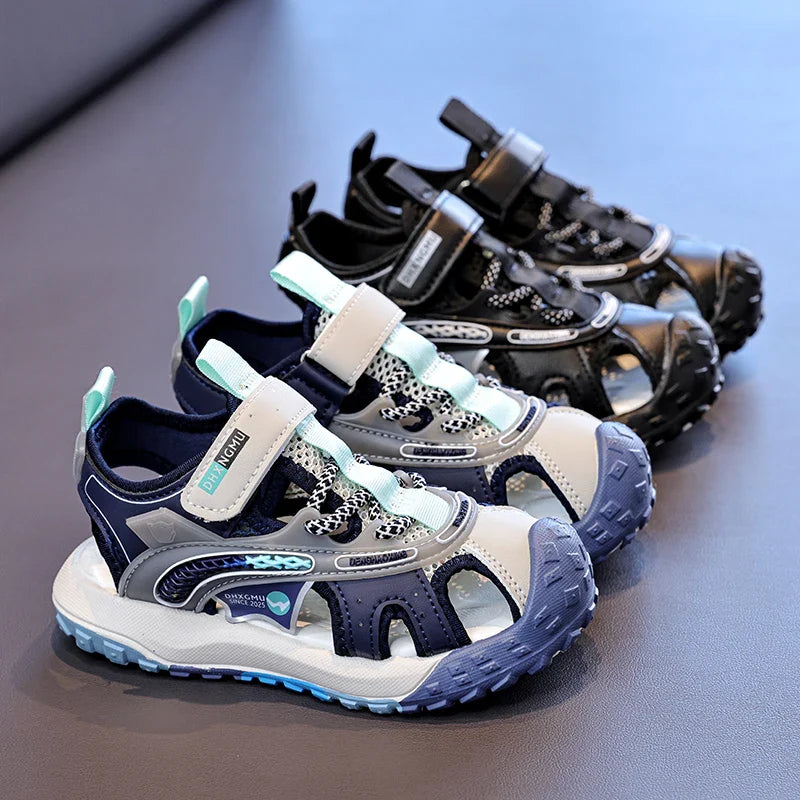 Kids Closed-Toe Sport Sandals, Breathable Mesh Non-Slip Summer Shoes for Boys, Lightweight Casual Beach Hiking Sandals Children