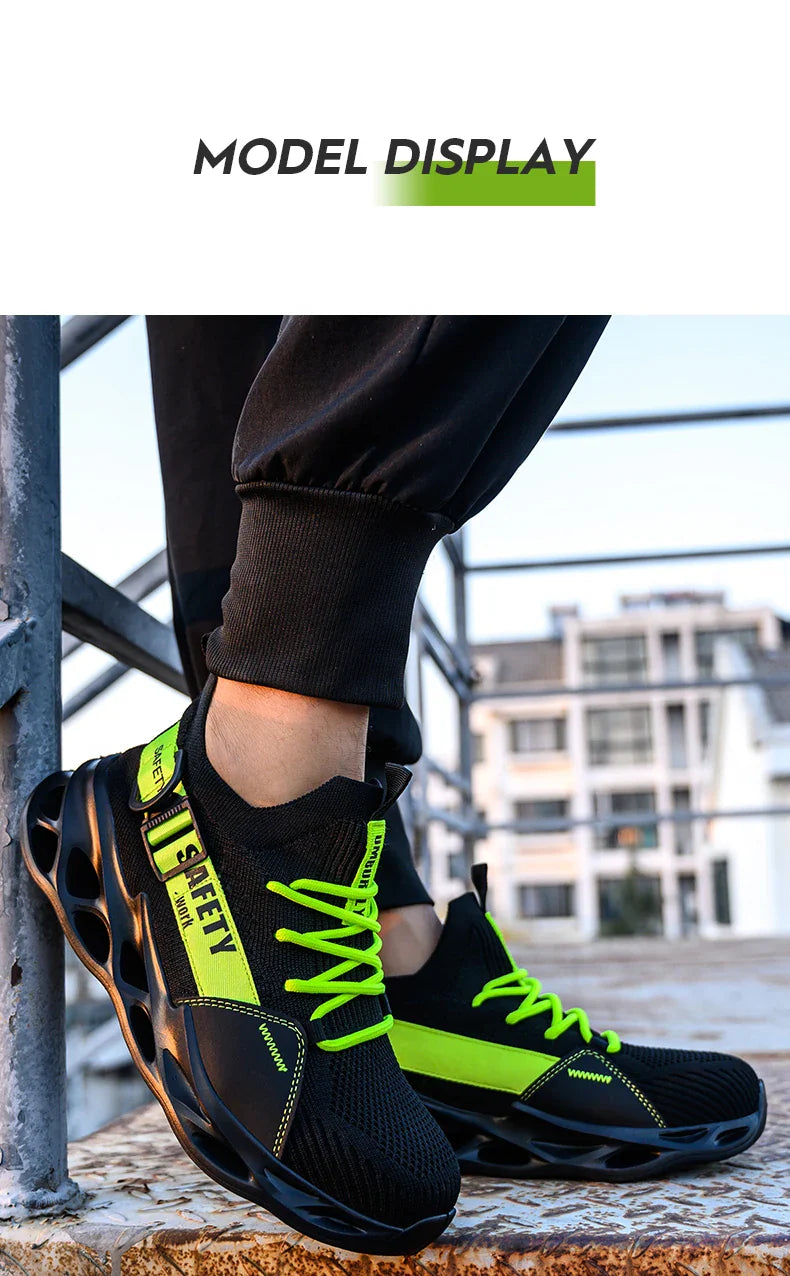 Men's Steel Toe Safety Shoes Anti Crush And Piercing Fashionable Breathable Sock Shoes Outdoor Unisex Work Footwear