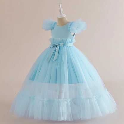 Summer Baptism Bridesmaids Girls Party Dresses Elegant Tulle Wedding Birthday Princess Prom Dress Girl First Communion Vestidos