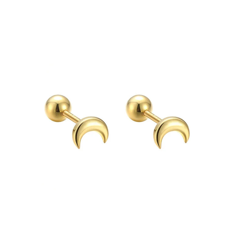 925 Sterling Silver Fashion Simple Golden Flower Beads Small Stud Earrings for Women Teen Piercing Jewelry Accessories