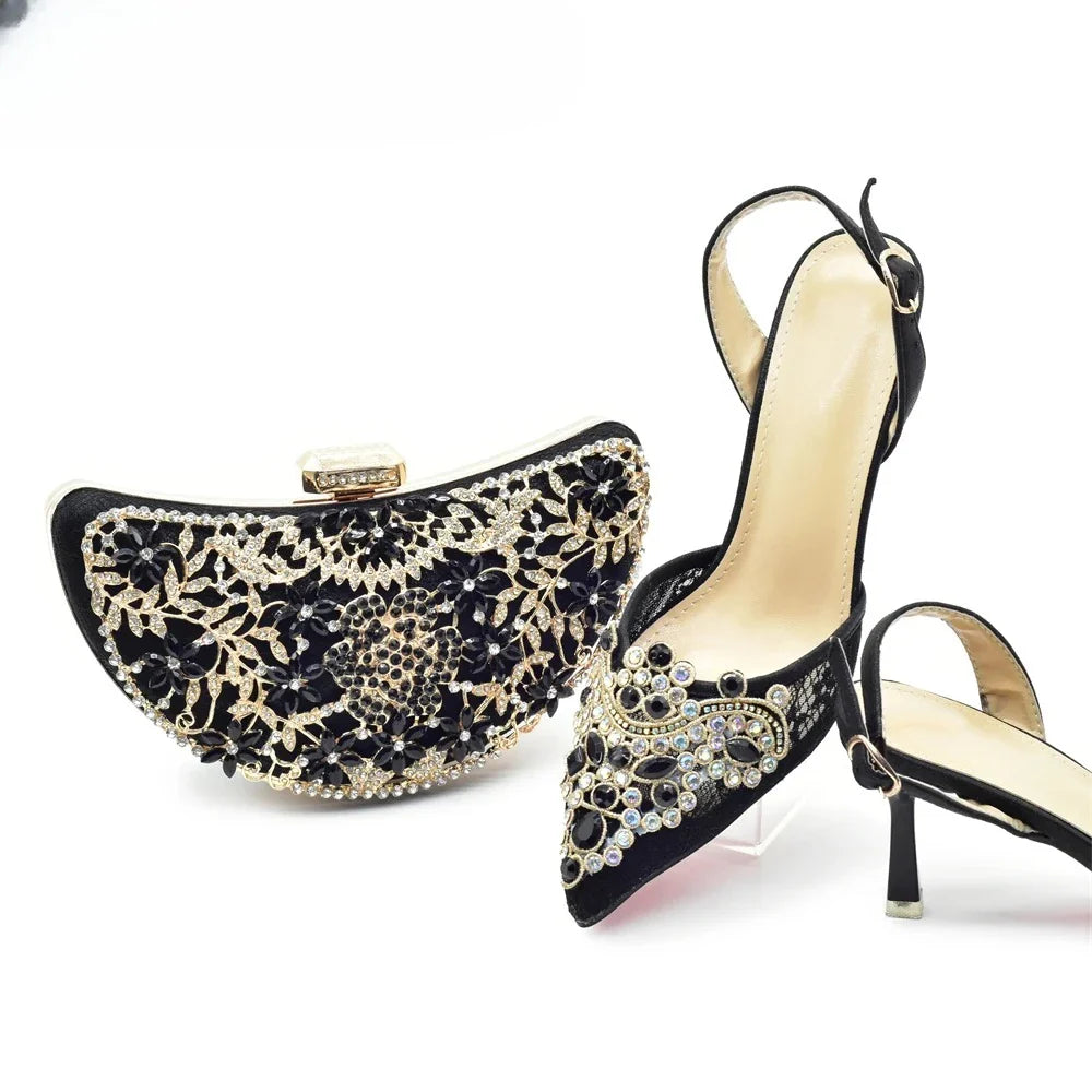 Latest Party Shoes and Bags To Match for Nigerian Wedding Pumps Bride Luxury African Shoe and Bag Set for Party in Women