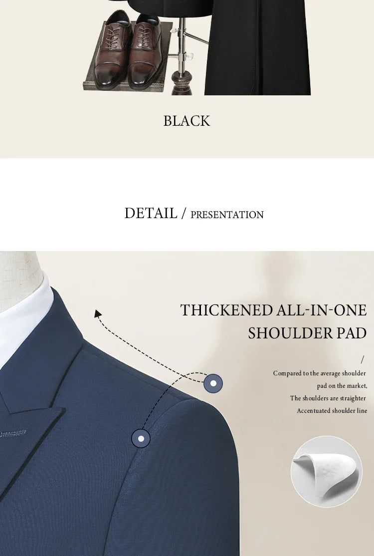 Terno Masculino de Dois Botões Elegante e Casual Slim Fit para Noivo Blazer Jaqueta Calças para Festa