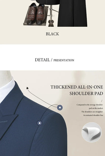 Terno Masculino de Dois Botões Elegante e Casual Slim Fit para Noivo Blazer Jaqueta Calças para Festa