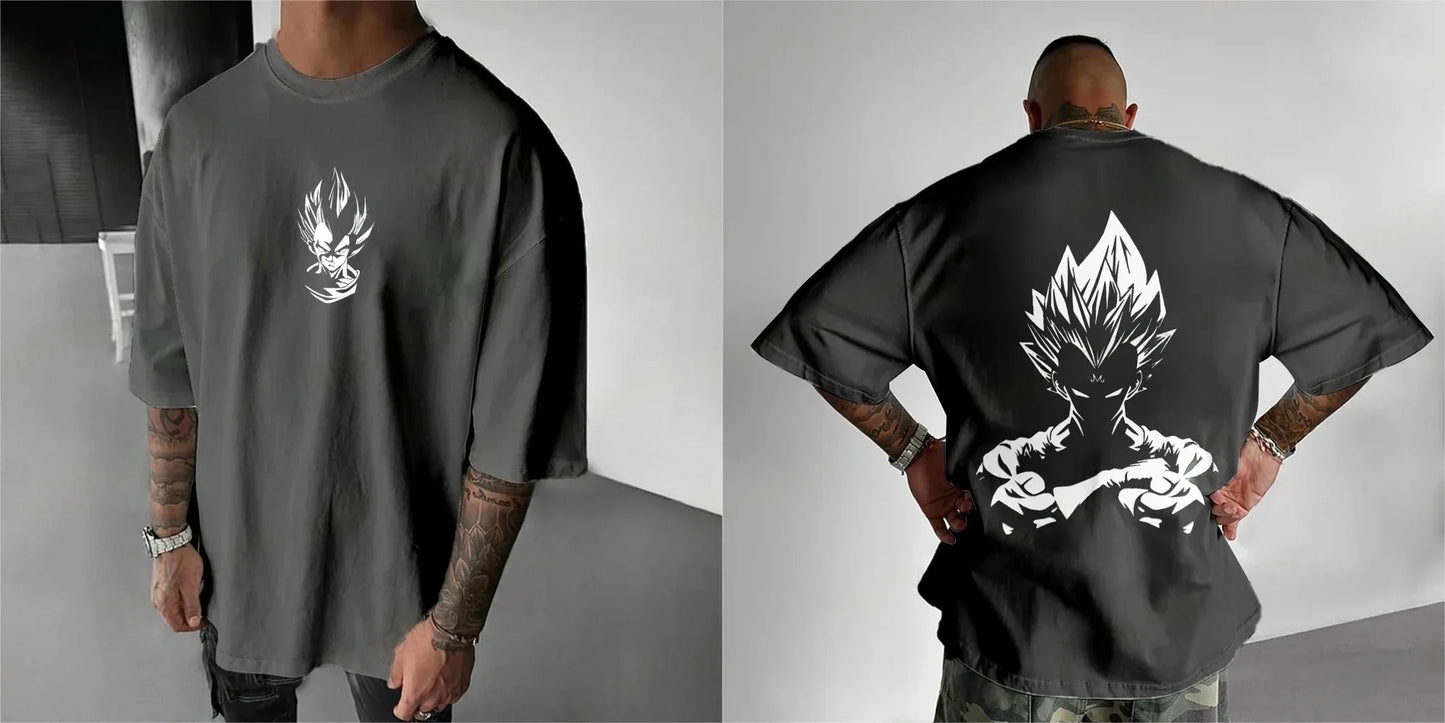 2026 Summer Dragon Ball  Oversized T-shirt High Quality 100% Cotton Majin Vegeta Print Unisex Retro Casual Tee for Adults Kids
