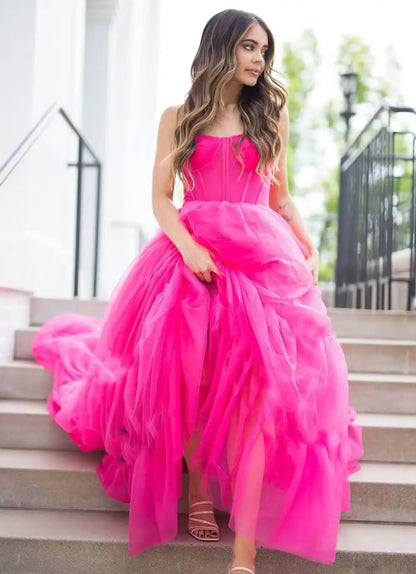 Vestidos de Baile Tomara que Caia Femininos 2026 Vestido de Festa Longo de Tule com Decote Coração para Eventos Formais Vestido de Festa de Luxo