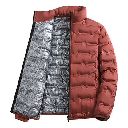 Winter Casual Warm Men Hiking Down Jacket Outdoor Windproof Outerwear Solid Color Thicken Male Down Coats Fashion Stand Collar
