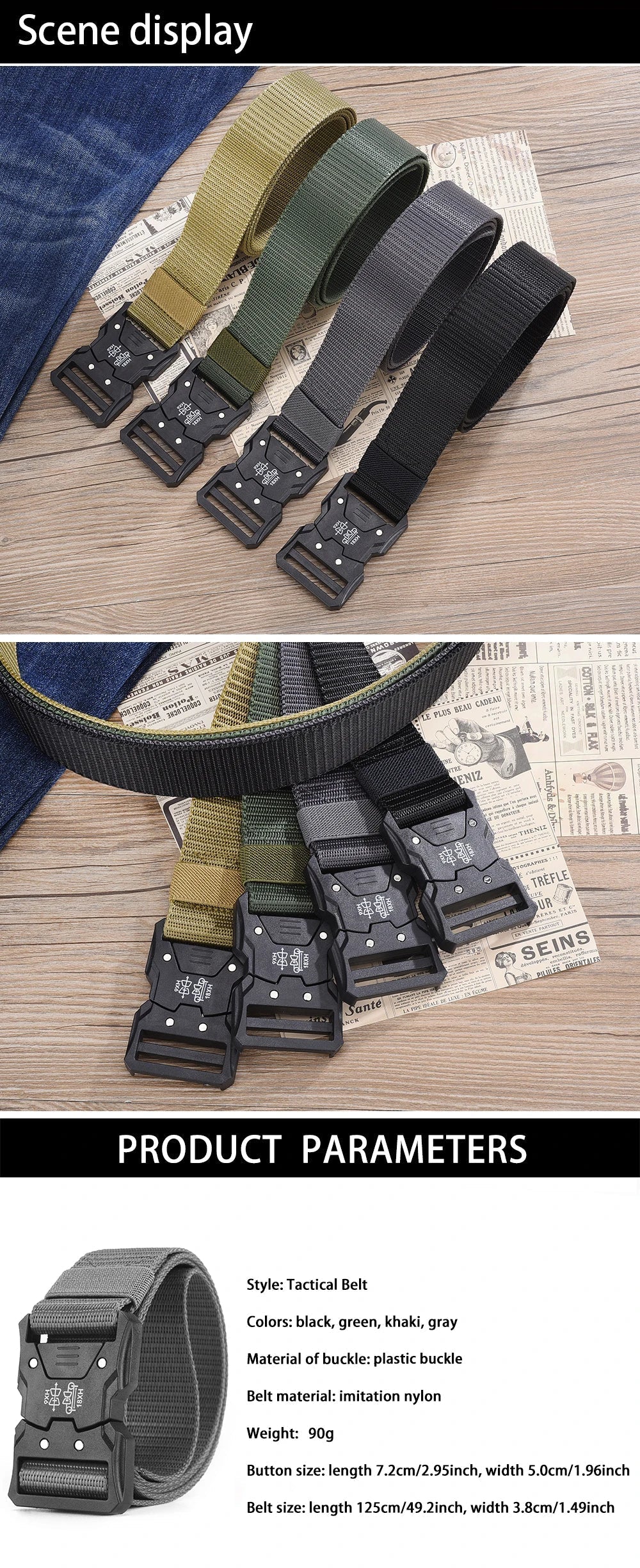 2Pcs Tactical Waist Belt - Durable Automatic Buckle, Perfect for Outdoor Adventures, Unisex Accessories for Men and Women