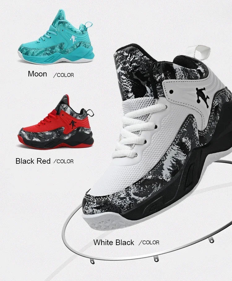 2025 Basketball Shoes for Kids Sneakers New Boys Brand Thick Sole Non-slip Children Sports Shoes Child Boy Basket Trainer Shoes