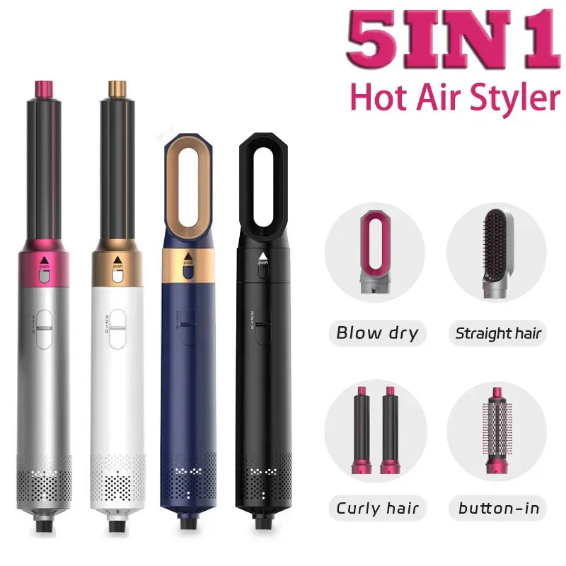5 In 1 Hair Dryer Comb Set Professional Hot Air Styler For Hair Curling Straightening And Volumizing At Home