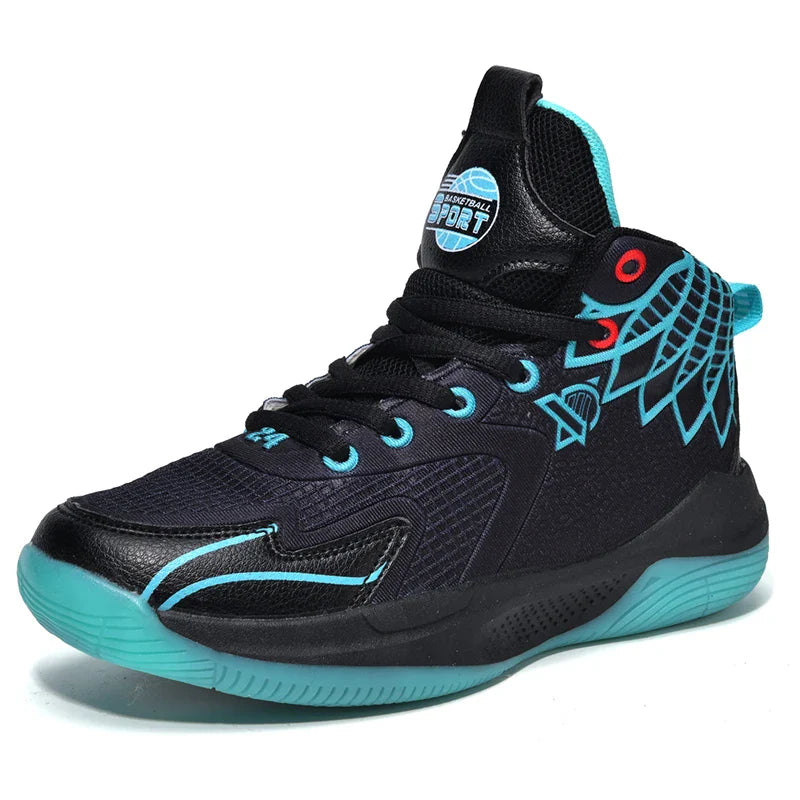 Children‘s Basketball Shoes Non-slip Breathable Basketball Training Sneakers Boys Girls Mesh Athletic Shoes Lace-up Running Shoe