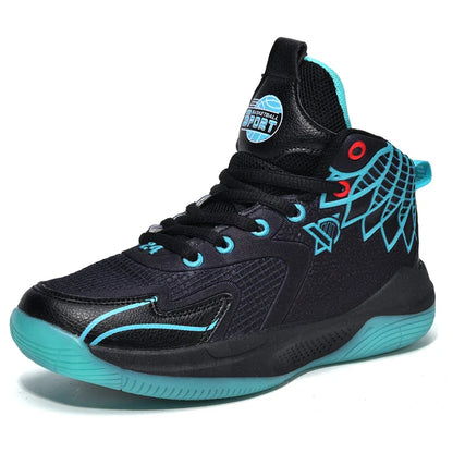 Children‘s Basketball Shoes Non-slip Breathable Basketball Training Sneakers Boys Girls Mesh Athletic Shoes Lace-up Running Shoe
