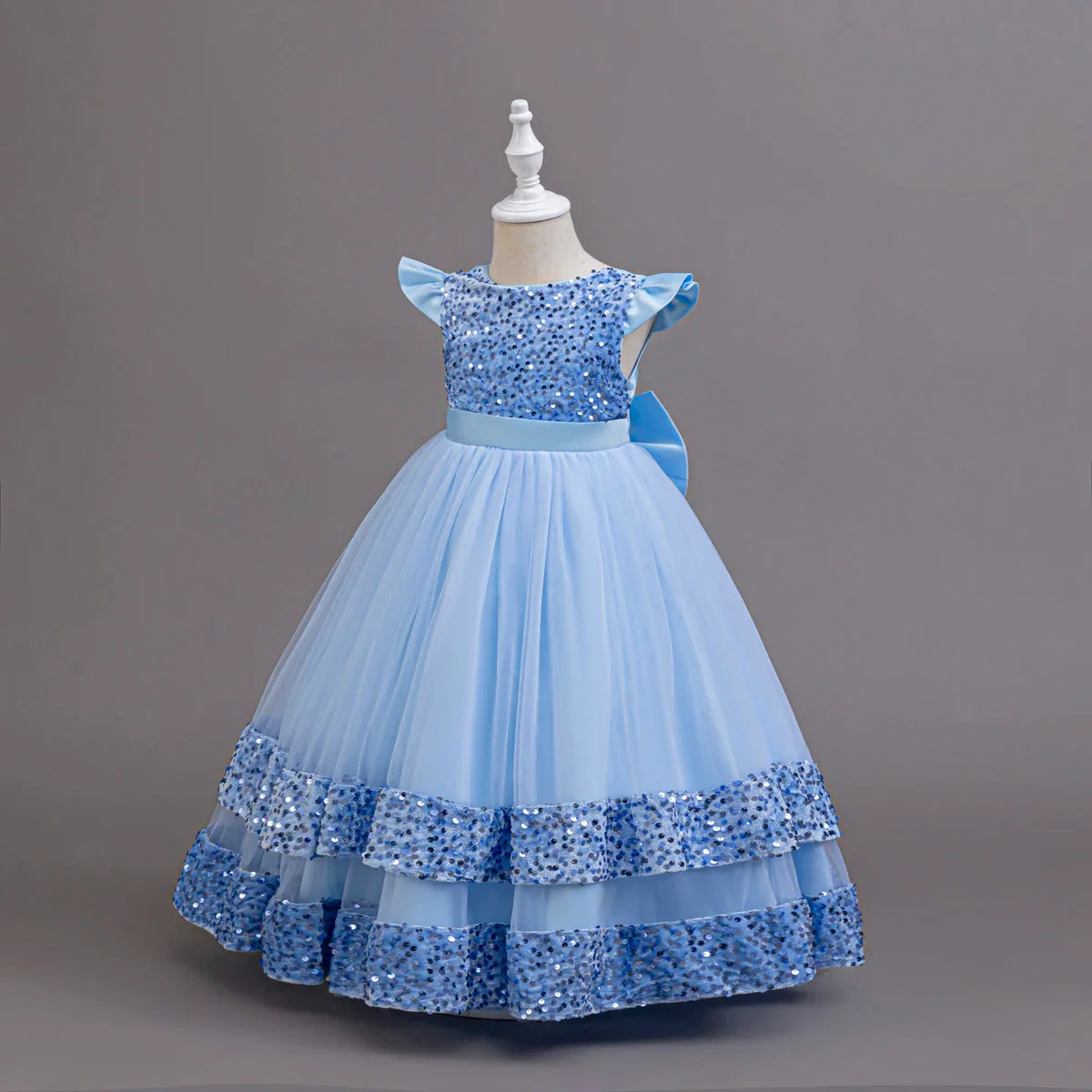 2025 New Elegant Girl Wedding Dress Sequined Mesh Princess Dress 4-12 Year Old Girl Graduation Party Prom Evening Dress