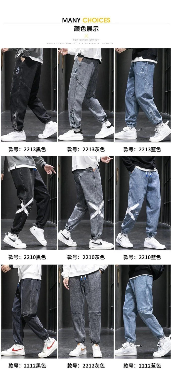 Spring and Autumn New Classic American Retro Loose Tight Leg Pants for Men's Casual Sports Large Size High Quality Jeans
