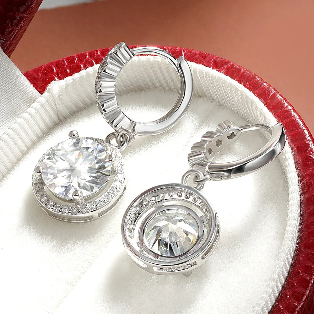 3Carat Moissanite Hoop Earrings With  Certificates Round Sunflower D Color Diamond Drop Earring 925 Silver Earring 2024 Trend