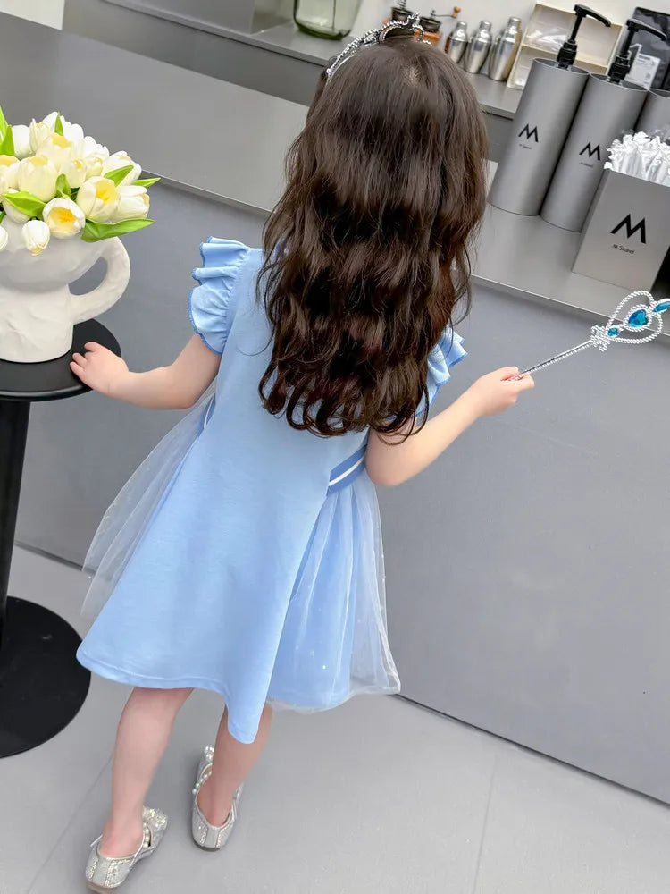 Girls Summer Princess Style Polo Dress Kids Casual Short Sleeve Lapel A-Line Dress Toddler Baby Girls Party Holiday
