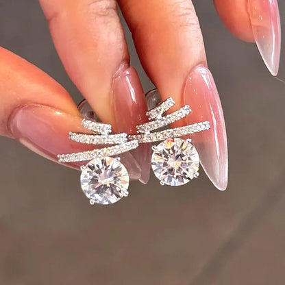 8mm/2carat Real Moissanite Stud Earrings for Women D Color VVS1 Sparkling Diamond with GRA Certificates S925 Silver Earrings
