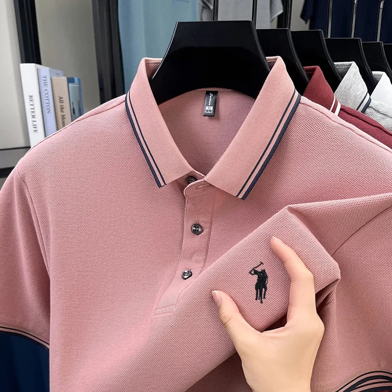 Fashion brand 100% cotton summer new item men's original pony embroidered polo shirt comfortable and breathable short sleeve top