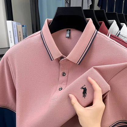 Fashion brand 100% cotton summer new item men's original pony embroidered polo shirt comfortable and breathable short sleeve top