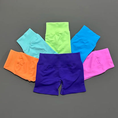 No Logo 2 Pies Sports Set Women Backless Tank Yoga Tops High Waist Scrunch Seamless Shorts Sport Gym Set Sportswear Workout Set