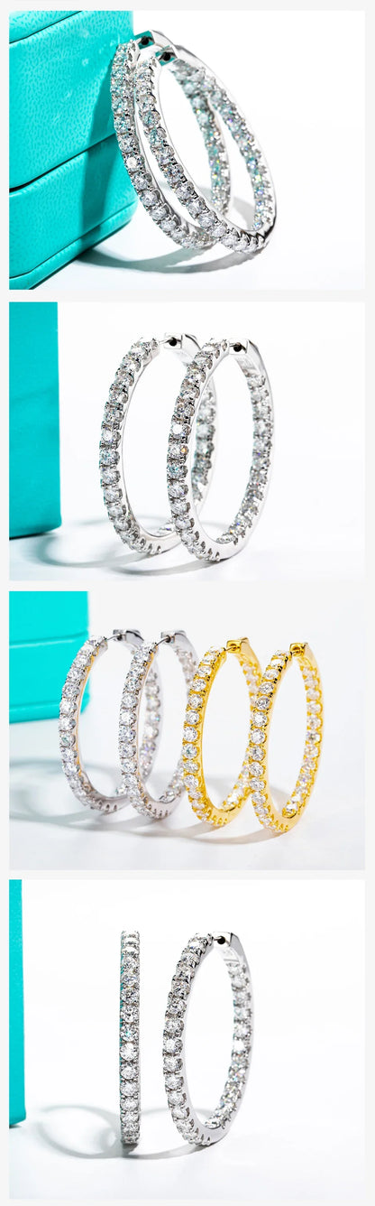 3mm 5.6cttw D Color Moissanite Big Hoop Earrings 925 Sterling Silver Luxury Huggie Earring For Women Jewelry Wholesale