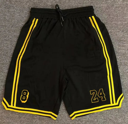 New Summer Men's Shorts Black And Yellow Patchwork No.8 And 24 Basketball Pants Casual Fitness Jogging Street Ball Sweatpants