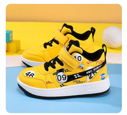 Cute girls and boys basketball shoes school activities children's casual shoes low-cut shoes autumn and winter new leather shoes