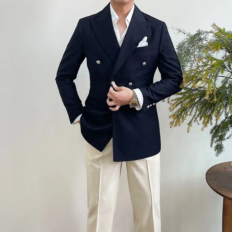 Suit For Mens Groom's Wedding 1 Pieces Slim Fit Blazer Wide Shawl Lapel Luxury Men Suit Custom Made Tuxedo Gold Button