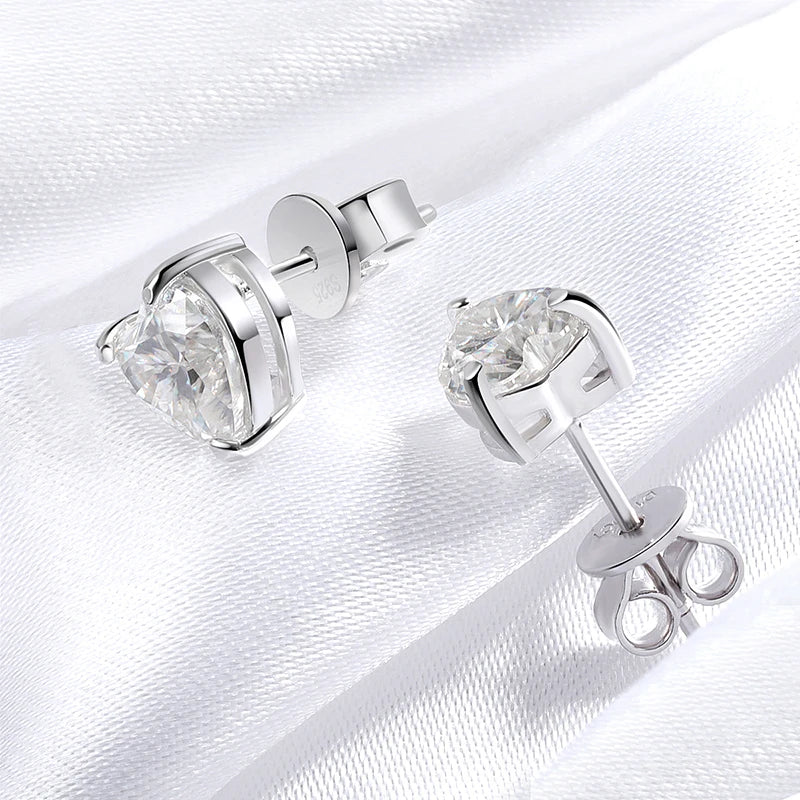 1CT 2CT 4CT Heart Cut Moissanite Stud Earrings for Women Luxury Quality Lab Diamond S925 Sterling Silver Bride Jewelry