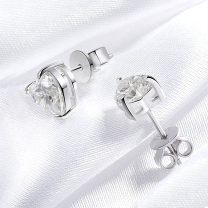 1CT 2CT 4CT Heart Cut Moissanite Stud Earrings for Women Luxury Quality Lab Diamond S925 Sterling Silver Bride Jewelry