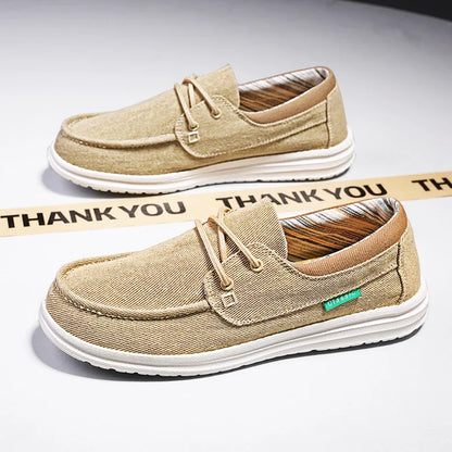 Men's Canvas Shoes Retro Loafers Lightweight Flats Leisure Footwear Male Summer Moccasin Men Casual Business Shoe
