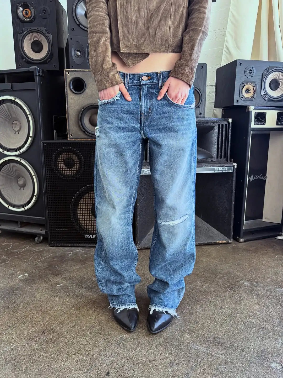 Y2K Harajuku jeans Vintage Wash distressed men women wide leg pants American hip hop Streetwear light blue Casual Baggy Trousers