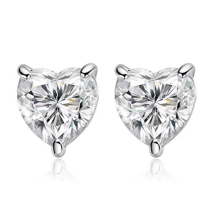 D VVS1 Heart Moissanite Earrings for Women GRA Certified Lab Grow Diamond Solid 925 Silver Plated 18k Gold Stud Earring
