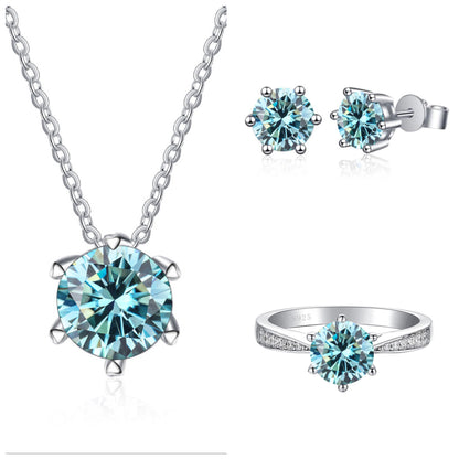 Moissanite Jewelry Set With 1CT D Color VVS 3EX moissanite stone pass diamond test Wedding Luxury Fine Jewelry gift