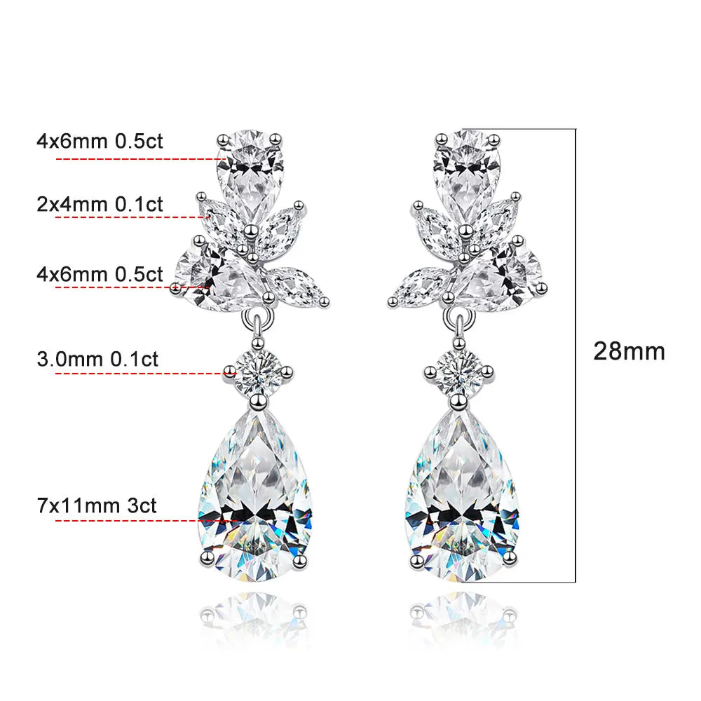 All Moissanite Earrings for Women Wedding Party Luxury Earring Jewelry s925 Sterling Sliver Plated 18k Gold Ear Stud