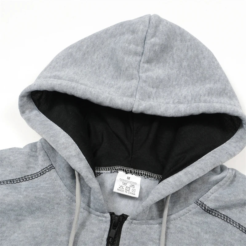 Men's Long Sleeve Zip Up Hoodie Casual Athletic Sweatshirt Hooded Jacket with Pockets Spring Fall Warm Fleece Lined Coat Outwear