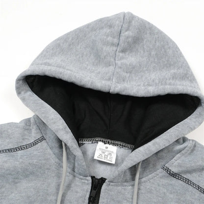 Men's Long Sleeve Zip Up Hoodie Casual Athletic Sweatshirt Hooded Jacket with Pockets Spring Fall Warm Fleece Lined Coat Outwear