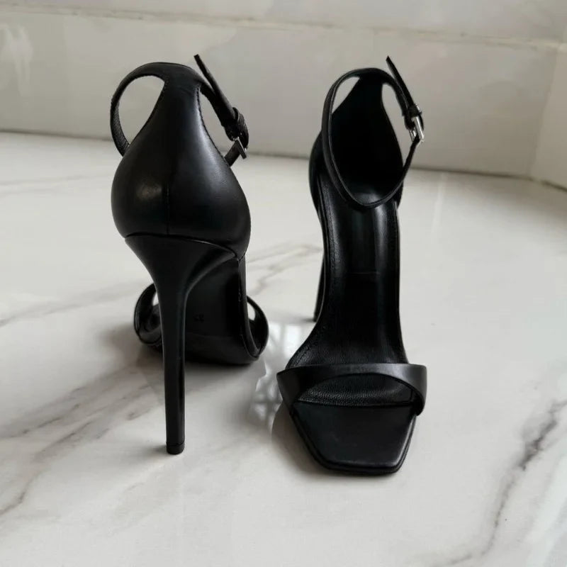 New Fashion Shallow Mouth Bag with One Piece Buckle Strap, Square Head, Open Toe, Fine High Heels Sandals for Women 34-46