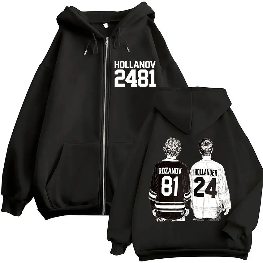 Heated Rivalry Shane Hollander‌ Ilya Rozanov Hollanov 24 81 Merch Zipper Hoodies Men Women Zip Up Sweatshirts Long Sleeve Jacket